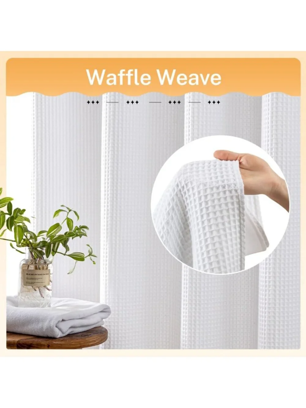 Elegant White Cotton Blend Shower Curtain Set with Liner, 71x74 - Bathroom Decor